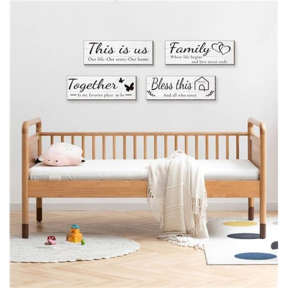 4 Pieces Wooden Home Wall Art Decor, Rustic, Farmhouse THIS IS US/TOGETHER - Picture 7 of 7